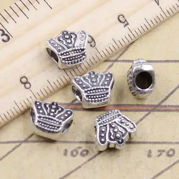 10 kom. Perle Crown 4 mm s Velikim Otvorom Berba Ovjes Europska Privjesak Pogodan za narukvicu DIY Antičku Srebrna Boja je Pogodan za proizvodnju
