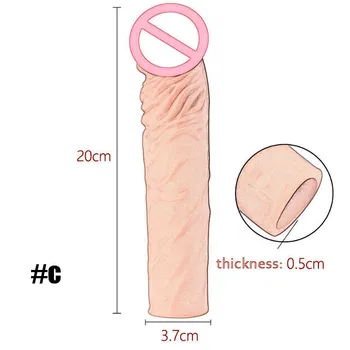 14/16/20 cm Realan Produžni kabel Rukava penisa za Višekratnu upotrebu Dildo Kondom Odgađanje ejakulacije penisa Seks-igračke za muškarce