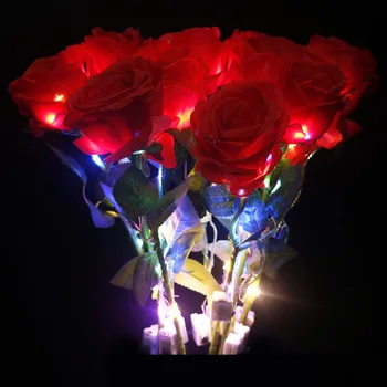 1pc LED Linije Buket Cvijeća Sjajna Crvena Ruža Bljeskalica Osvijetljena College Vjenčanje Home Dekor Uskrs, Valentinovo