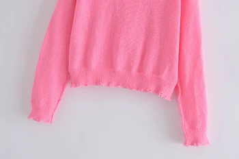 2021 Jesen moda Za žene pletene pulover okruglog izreza Slobodan džemper dugih rukava pletene džemper Однотонный ženski casual osnovni top
