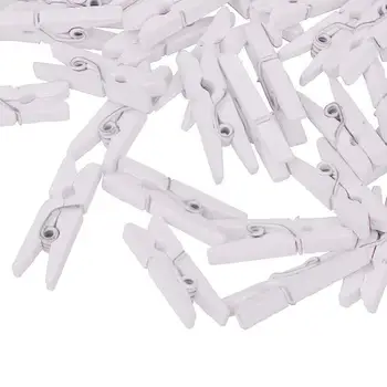50 kom/paket Bijelo drvo Male Veličine 25 mm Mini-Obujmice od prirodnog drva za fotografije Umjetničkih isječaka Bijele Dekoracije Clothespins za odjeću Stezaljke