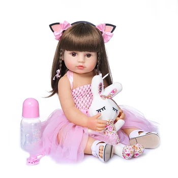 55 cm Girl Beba Lutka Radja Dijete Djevojčica Pink Princess Bati Igračka Vrlo Mekana Silikonska Lutka Za cijelo Tijelo
