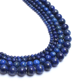 AA+ Prirodni Plavi lapis Lazuli Kamene Okrugle Perle Slobodan Razuporne Perle Za Izradu Nakita Diy Narukvica i Ogrlica 6/8/10/12 mm