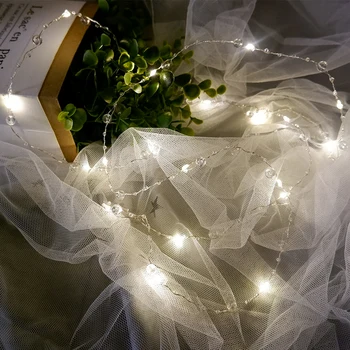 Baterijski Biser LED Bakrena Žica Gudačkih Svjetiljke Biser Nevjerojatan Svjetlo Za Kućnu svatova Božićni Ukrasi