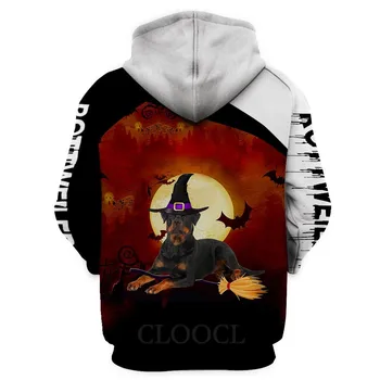 CLOOCL Halloween Rotvajler Hoodies 3D Grafički Prekidač Vještice Casual Majica Muška Odjeća Ljubimci dozvoljeni Kućni ljubimci Džep Pulover Vrhovima
