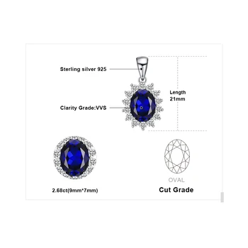 JewelryPalace Princeza Diana je Stvorio Plavi Safir 925 Sterling Srebra Kate Middleton Crown Privjesak Ogrlice za žene bez lanca