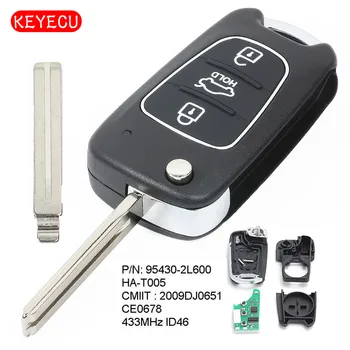Keyecu Modernizirana Flip Daljinski Privezak za Ključeve, 3 Tipke 433 Mhz ID46 Čip za Hyundai I30 2007-2012 P/N: 95430-2L600