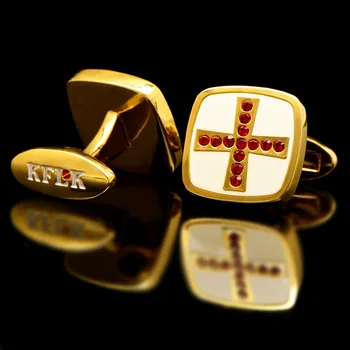 KFLK 2020 Luksuzna nova košulja ergele za muškarce Branded gumb za pljuska Zlatna ergele Visoke kvalitete Križ Crveni kristal Nakit abotoadura