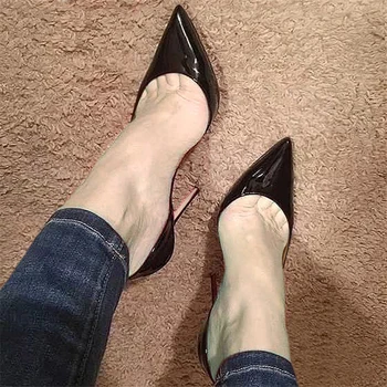 Klasične crne cipele s visokim petama od 12 cm Ženske cipele-čamaca 10 cm Таконы s oštrim vrhom potpetica Femme Seksi cipele vjenčanje QKOU003 ROVICIYA