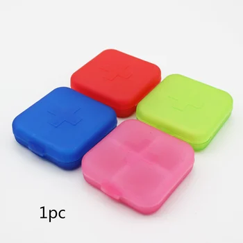 Križ Od četiri kvadratna kutija za tablete Prijenosni skladištenje tablete, Čista boja izgled Džep plastična kutija za nošenje Na otvorenom i kod kuće