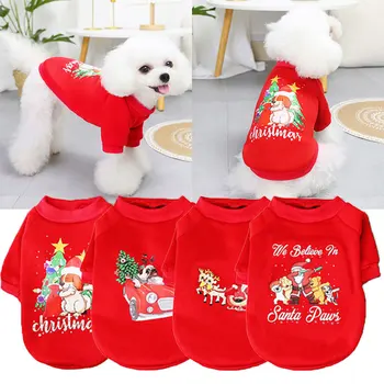 Kućni ljubimac Božić Stil Majica sa kapuljačom Universal print Odjeća za pse i mačke Slatka Crtani Pas Crvena Majica Svakodnevne Proizvode za kućne ljubimce Visoke deka