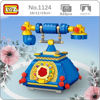 LOZ 1124 Plava Rotirajuća Telefon Luksuzni Telefon Cvijet Ruže 3D Model DIY Mini-Blokovi i Cigle Građevinske Igračke za Djecu bez kutije