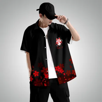 Moda Kineski Stil s po cijeloj površini Košulja kratkih rukava Harajuku Ulične Casual Muške Негабаритная Havajski ljetnu hip-hop japanski košulja