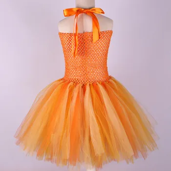 Narancasta Zlatno haljina-kutiju s cvjetnim uzorkom za djevojčice Haljina princeze za djevojčice na Dan rođenja Haljina za djecu Dječji kostim Bundeve za Halloween od 1 do 14 godina