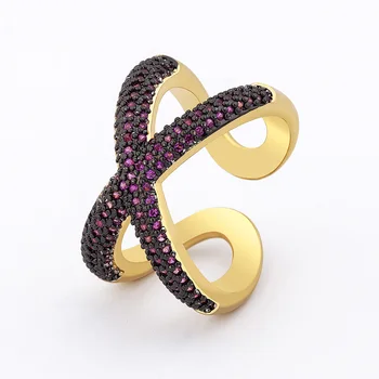 Nove Svježe 5 Boja, Ton X Oblik Križa Prsten za Žene Vjenčanje Modni Podesiva Nakit Poklon Bakar CZ Kamen Moderni Otvoreni Prsten
