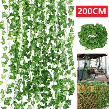 Novi 2 M Ivy green Lažni Listovi Гирлянда Biljka Vinova Loza Listovi Home Dekor Plastične Rattan žice Dekor Umjetne Biljke
