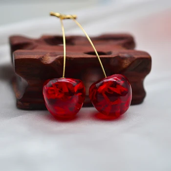 Novi Dizajner Za žene Crvena Roza Smole Trešnje Naušnice Ženske Slatka 3D Modeliranje Naušnice s voćem Kreativno college Svečani nakit poklon