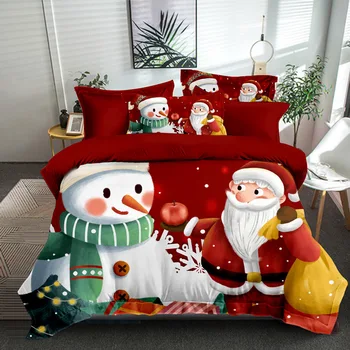 Originalni Božićni komplet posteljinu luksuzna bračni krevet slatka Djed Mraz komplet posteljine u punoj veličini crtani ukras tekstila be116