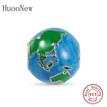 Pogodan Originalni Brand Narukvica-Čuvar 925 Штеглинг Srebro Earth Loptu Kontinent Ocean Kuglice Za Izradu Žena Berloque 2021