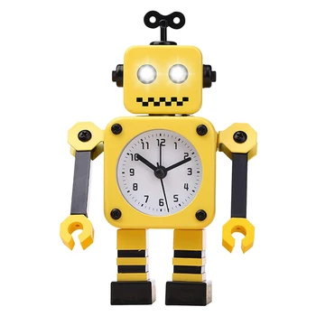 Robot Digitalni Alarm sat Od Nehrđajućeg Čelika, Bez Тикающего Alarma Kvarcni Sat Stolni sa pozadinskim Osvjetljenjem za oči Rotirajući Držač za djecu