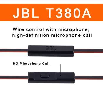 Slušalice JBL T380A Stereo Woofera Slušalice od 3,5 MM, Žičane Slušalice Metalik HIFI Slušalice S Mikrofonom Originalna Slušalice jbl