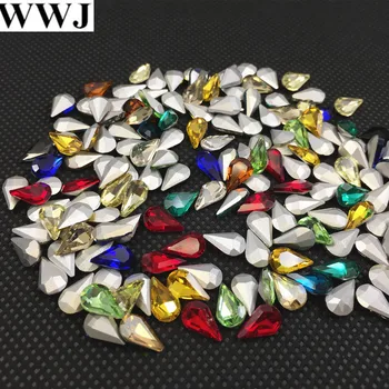 Sve ostale boje Veličine 5x8,6x1,8x13 mm 3D ukrasi za nokte mini-staklene kristale Suze čudan kamenih zrna s prekrasno uređenog stražnjem spasa