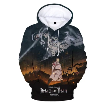 Veste iz anime Харадзюку Napad na Titans 3D ispis Majica s kapuljačom Za muškarce i žene Moderan vanjski odjeća pulover Majica