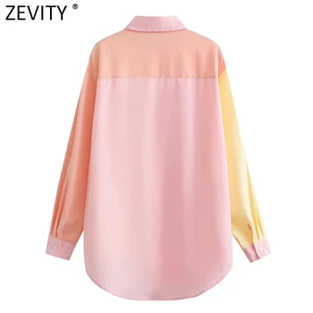 Zevity 2022 Ženska moda Boja u tonu Casual haljinu, Bluzu Uredski dama sa dugim rukavima džep košulje s нашивками Šik Bluze Vrhovima LS9789
