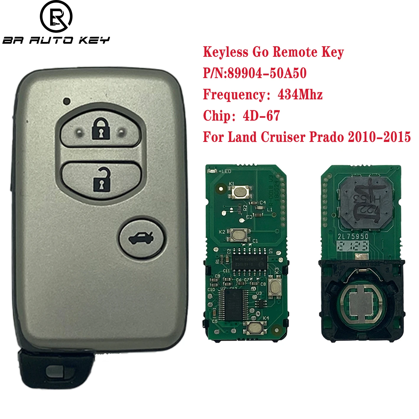 Gumb 2/3 Za Toyota Land Cruiser Prado 2010+ Daljinski ključ keyless Go Smart B74EA P1 98 4D-67 Čip FCCID 89904-60A50 F433 0
