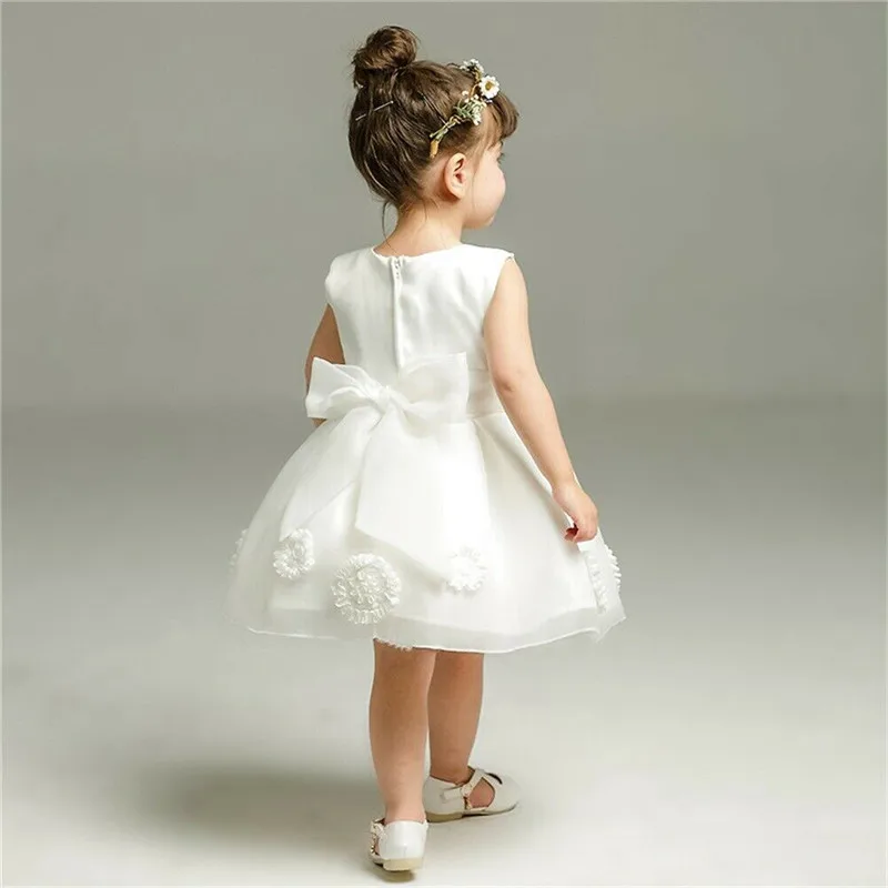 Ljetni Dječji djevojke Tila Čipke, haljine bez rukava za djevojčice Princeza Elegantna haljina Loptu haljina na Dan rođenja Vjenčanica Bijela haljina 1