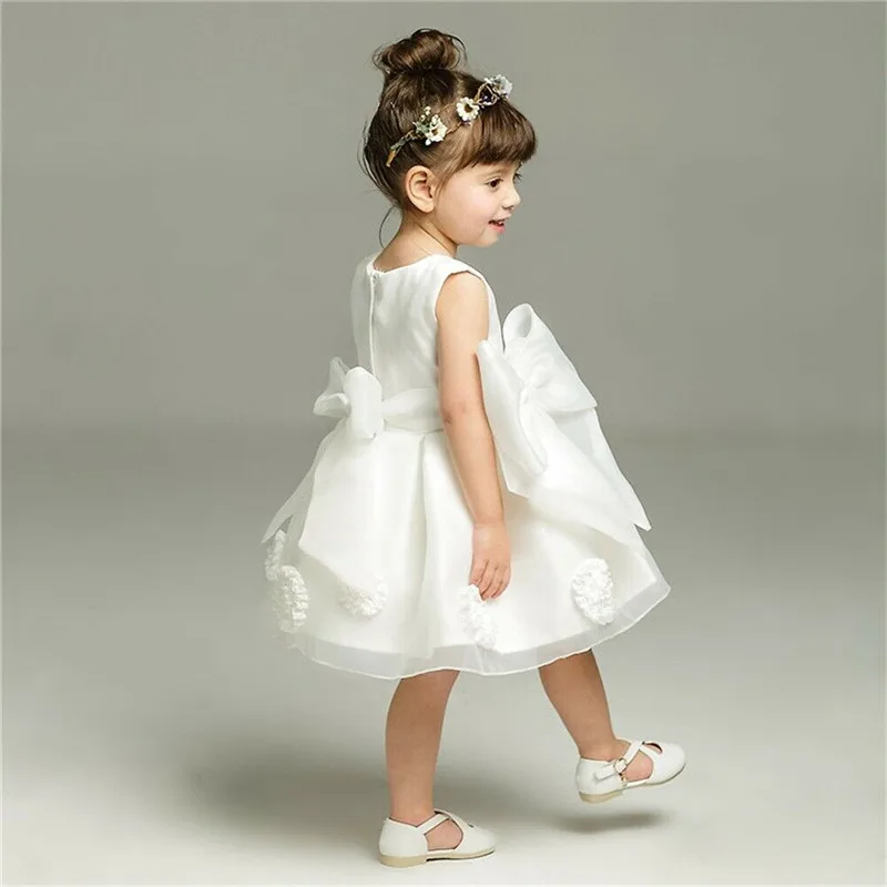 Ljetni Dječji djevojke Tila Čipke, haljine bez rukava za djevojčice Princeza Elegantna haljina Loptu haljina na Dan rođenja Vjenčanica Bijela haljina 4