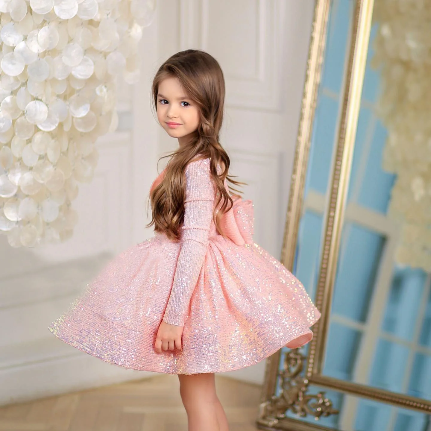 Nove haljine za djevojčice s ružičastim/plavim šljokicama Dječja odjeća za novorođenčad Dječja haljina na Dan rođenja Fotografiranje 3