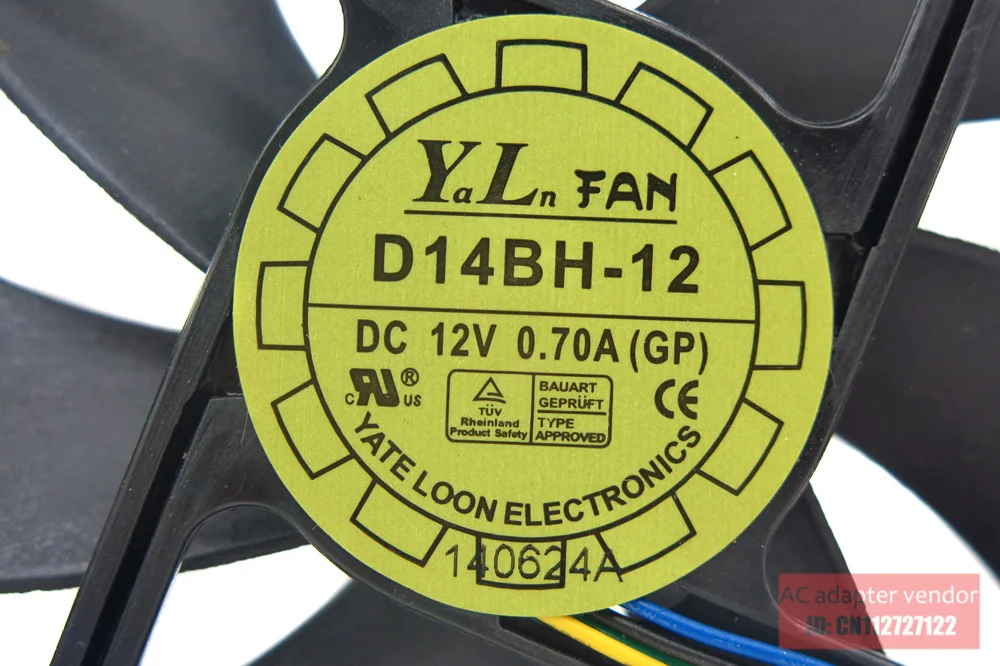Novi YATE LOON D14BH-12 14025 14 cm Dupli kuglični ležaj 12 U 0.70 A 4-žični PWM ventilator za hlađenje 1
