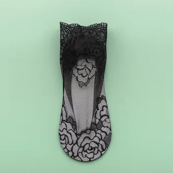 1 Par Nevidljivih нескользящих čarape Ljetne seksi čipke prozirne ženske čarape Japanski Kawai Slatka mrežaste prozračna čarape za brodove Pokloni