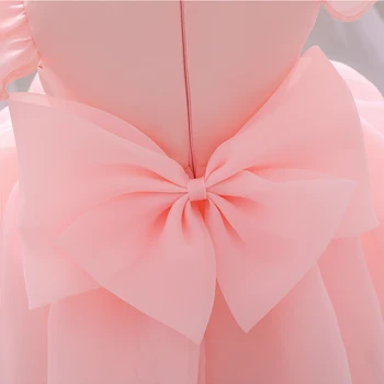 2022 Pink dječje odjeće Beaded Haljina na Prvi rođendan za djevojčice Svečanu haljinu loptu s lukom Haljine za zabave, Princeza 0 1 2 Y Vestidos