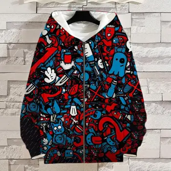 Grafiti veste za muškarce i za žene Dječje veste Moderan svakodnevni jakna 3D pulover Harajuku Vanjska odjeća, za dječake i djevojčice Dječje majica sa kapuljačom na munje