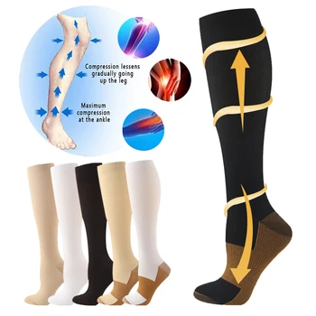 Kompresije čarape, Ženske tanke noge Uspavane ljepotice iz bakrene vlakana Jednostavne čarape za ublažavanje boli, čarape do koljena