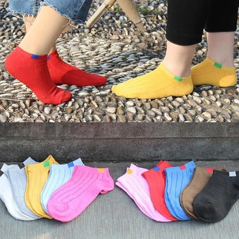 Nova moda 1 par Uniseks Za žene i Za muškarce pamučne čarape na pruge Kratke gležnja s low-cut Bez prikazivanja Svakodnevne Soft kvalitetne 10 Boja Topla