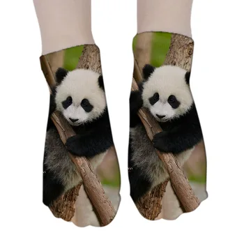 Novi pamučne čarape s 3D ispis Ljetne Sportske Biciklističke kratke čarape Zabavna Slatka Panda Dječje čarape s niskim gležanj Dar čarape s printevima