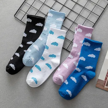 Novo, zabavne ženske čarape, Korejski moda, ženske čarape s буквенным oblaka, hip-hop, skateboard, ulica sretne čarape Harajuku, čvrste čarape