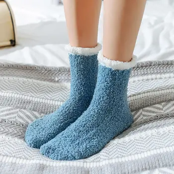Slatka zimske ženske krznene čarape Toplo Zabavne Duge krznene носочки s cartoonish uzorkom od pamuka i pliš Meias Ženske cipele Calcetines Mujer