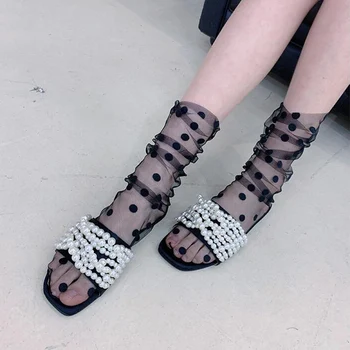 Trendi čarape grašak Ženske prozirne čipke i tanke čarape, Ženske prozračna duge mrežaste čarape za djevojčice Ljetnim чулочно-носочные proizvoda Calcetine Mediji