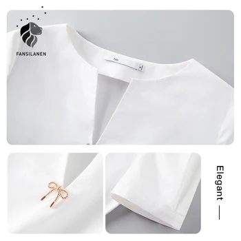 Ured lady FANSILANEN pamuk Bijela košulja s kratkim rukavima Ženska Ljetna 2021 Novi Dizajn Sense Niche High-end top s V-izrez