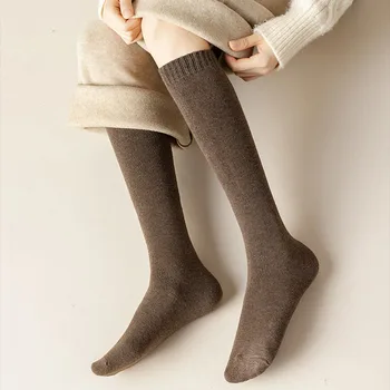 Zimske debele čarape Ženske čvrste čarape do koljena Ženske obložen toplim duge terry čarape za djevojčice calcetines mujer