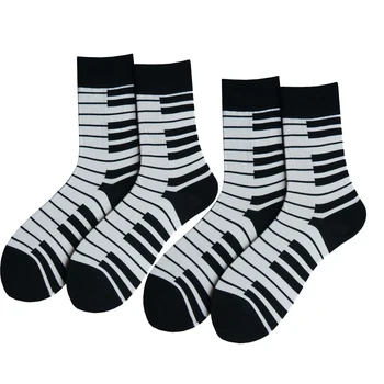 Čarape za djevojčice, Par Poklon Pamučne uličnih bijele čarape s uzorkom klavir, Modne čarape, Jedinstven i elegantan Dizajn ličnosti