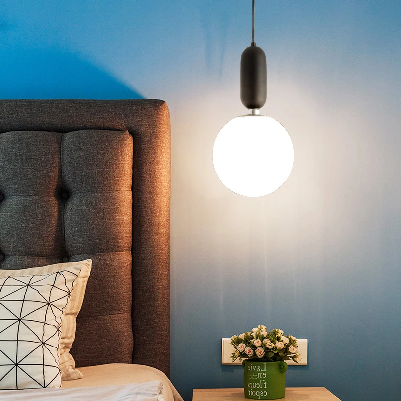 Moderni okrugle staklene viseće svjetiljke jednostavna individualnost i kreativnost одноголовочный dining bar spavaća soba noćni male viseće svjetiljke 1