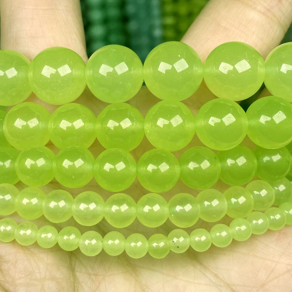 Prirodni Limun-Zeleni Žad Kamen Okrugle Perle Slobodan Razuporne Perle Za Izradu Nakita Diy Pribor Za Narukvice 4-12 mm 15